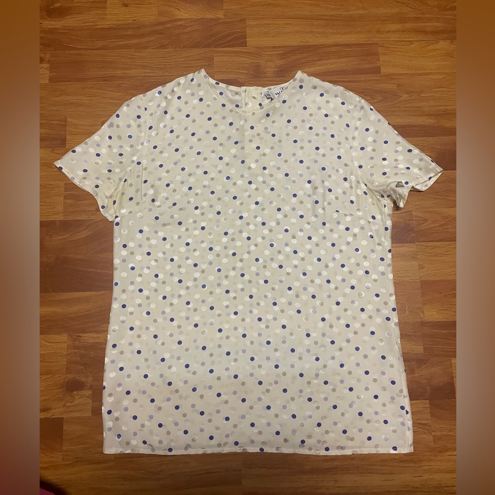 Vintage Valentino Miss V Silk Shirt – Blue & White Pattern